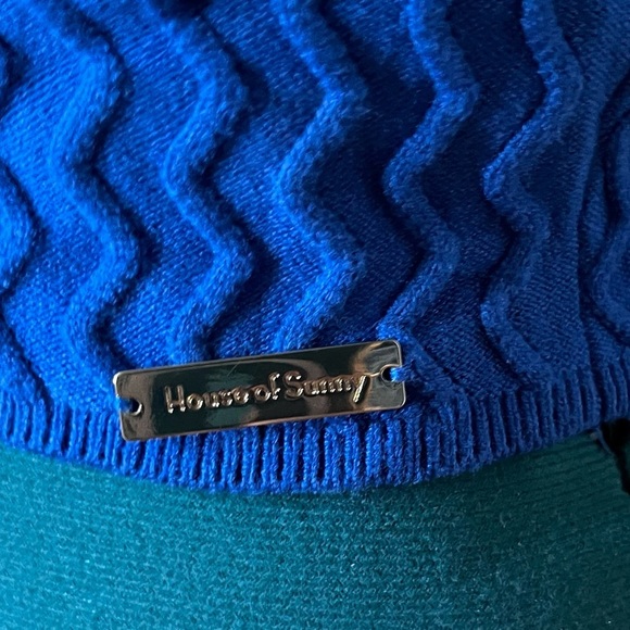 House Of Sunny Blue Knitted Bohemian Adjustable Spaghetti Strap Crop Top A23 - Picture 3 of 5